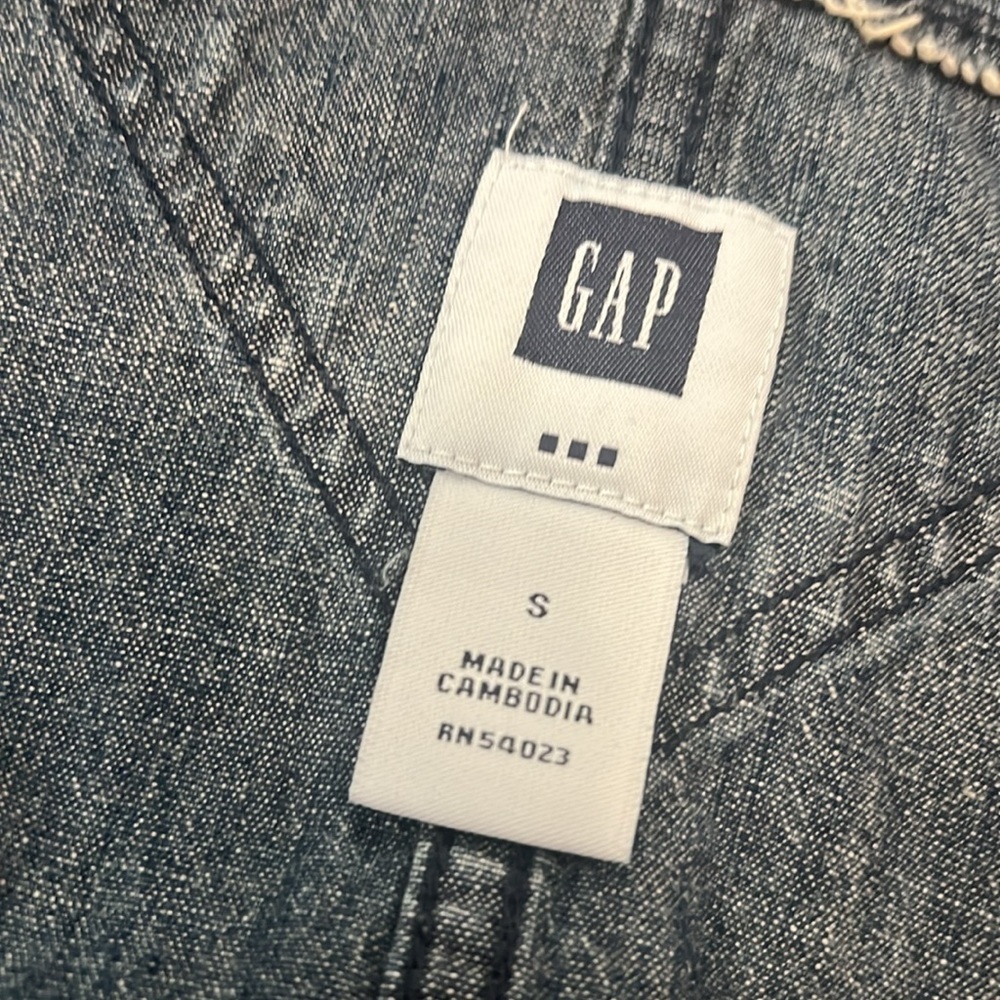 Vintage Y2K Gap Lightweight Denim Drawstring Waist Overall Mini Dress (S) - Picture 5 of 5